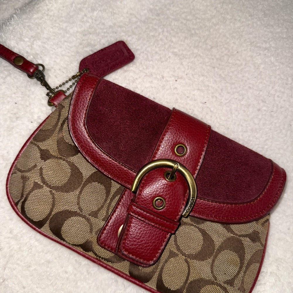 Vintage Red Coach Logo Wristlet